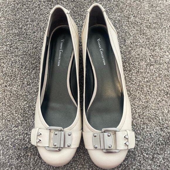 VIANNI COLLECTION White Wedge Heels Office Business Work Shoes Women's Size 10 - Picture 2 of 10